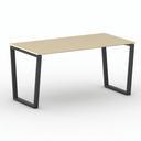 Konferenztisch PRIMO IMPRESS 160x80 cm, schwarzes Metallgestell, Birke