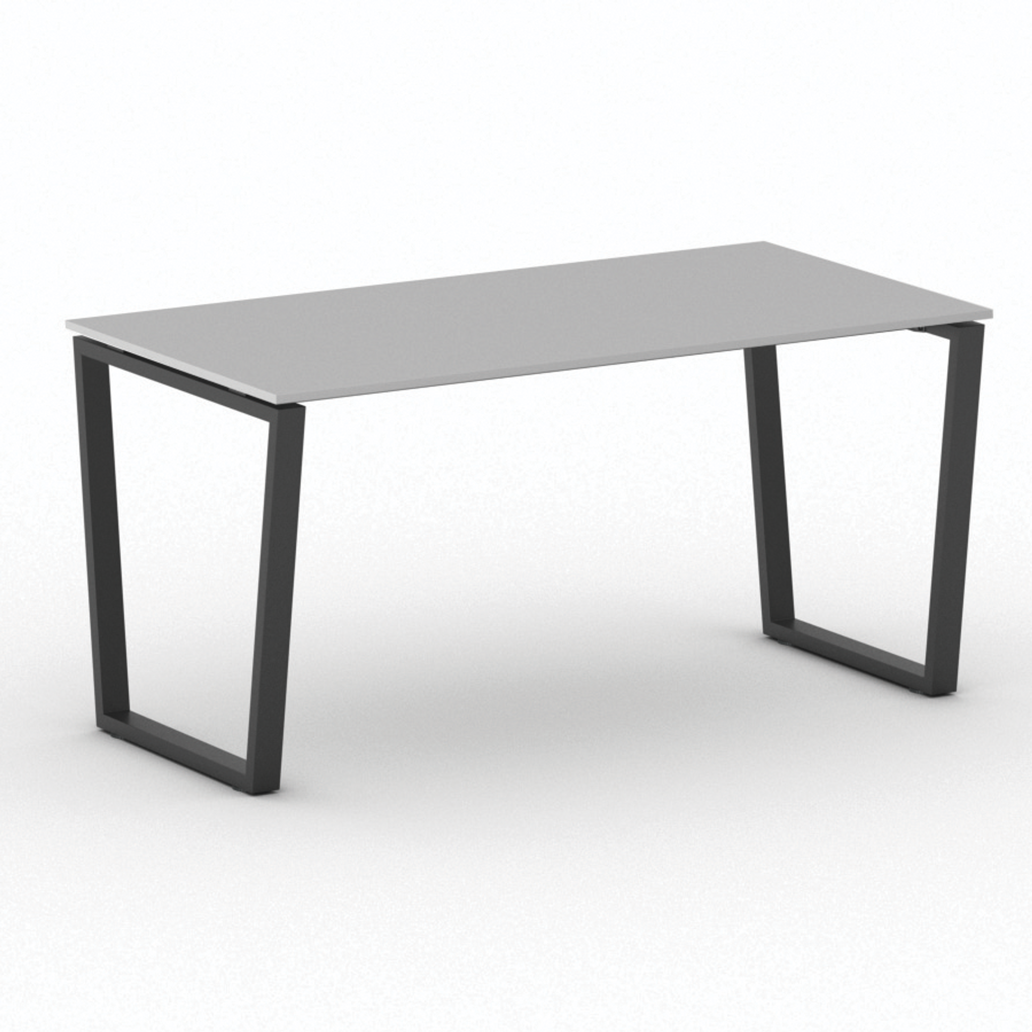 Konferenztisch PRIMO IMPRESS 160x80 cm, schwarzes Metallgestell, grau