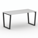 Konferenztisch PRIMO IMPRESS 160x80 cm, schwarzes Metallgestell, weiß