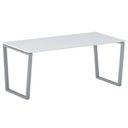 Konferenztisch PRIMO IMPRESS 180x90 cm, graues Metallgestell, weiß