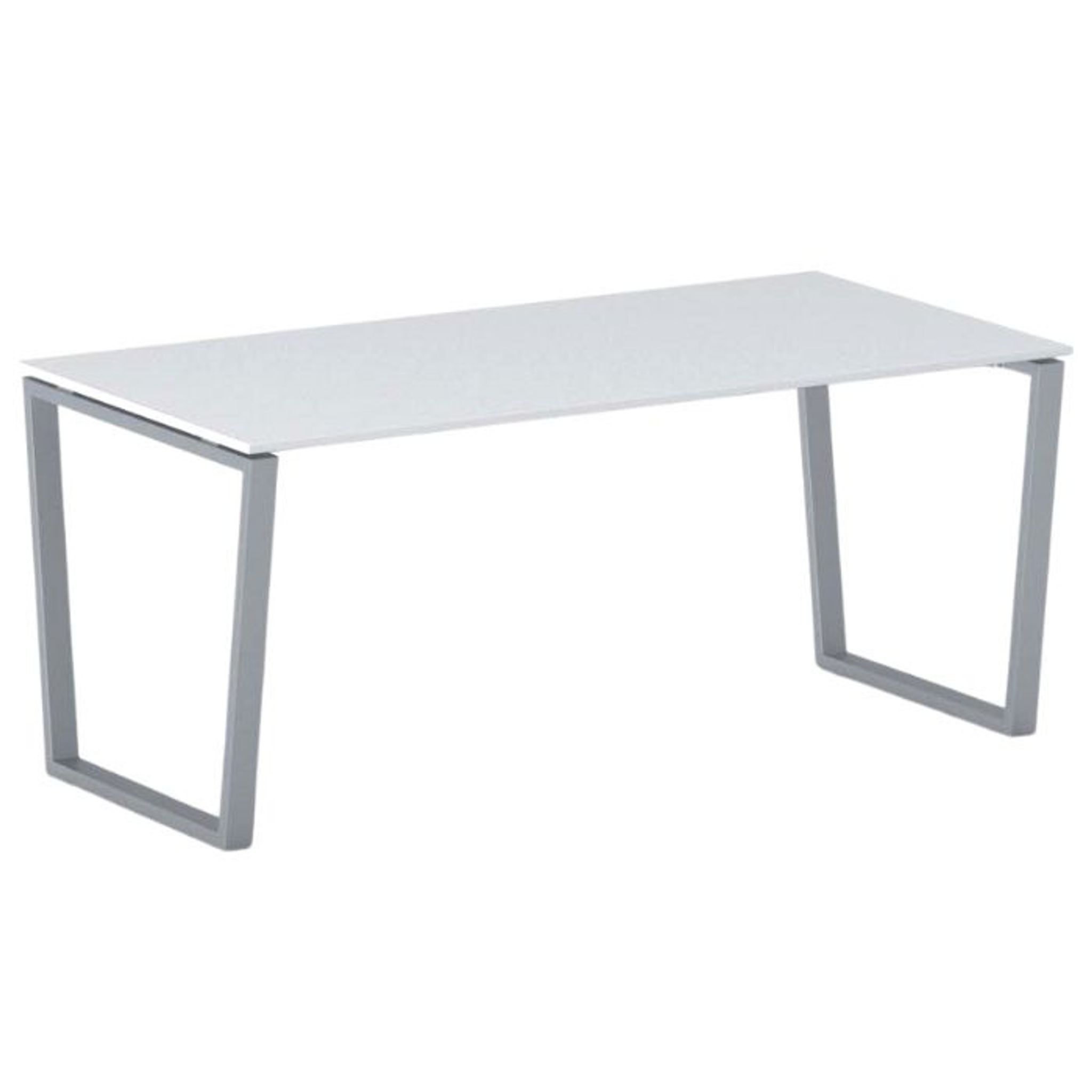 Konferenztisch PRIMO IMPRESS 180x90 cm, graues Metallgestell, weiß