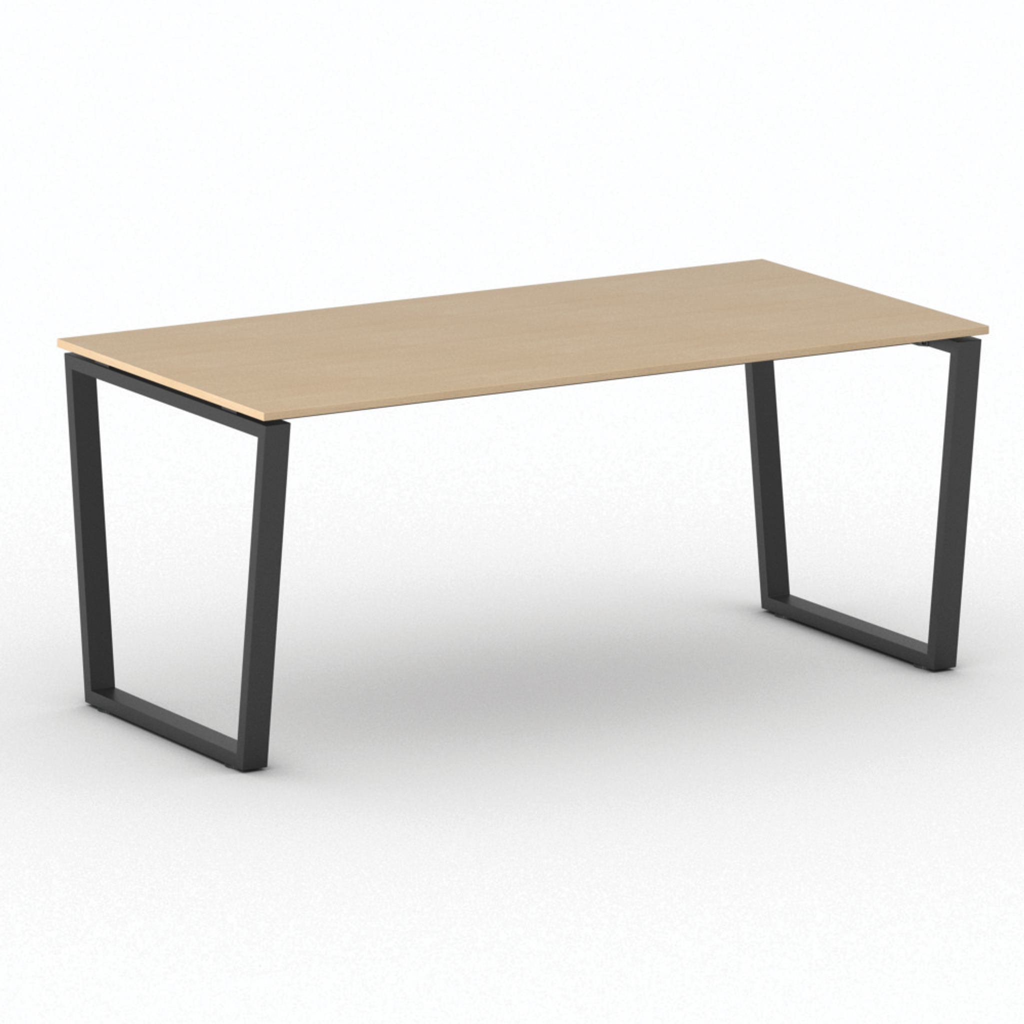 Konferenztisch PRIMO IMPRESS 180x90 cm, schwarzes Metallgestell, Buche
