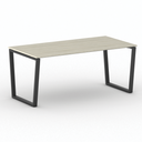 Konferenztisch PRIMO IMPRESS 180x90 cm, schwarzes Metallgestell, Eiche natur