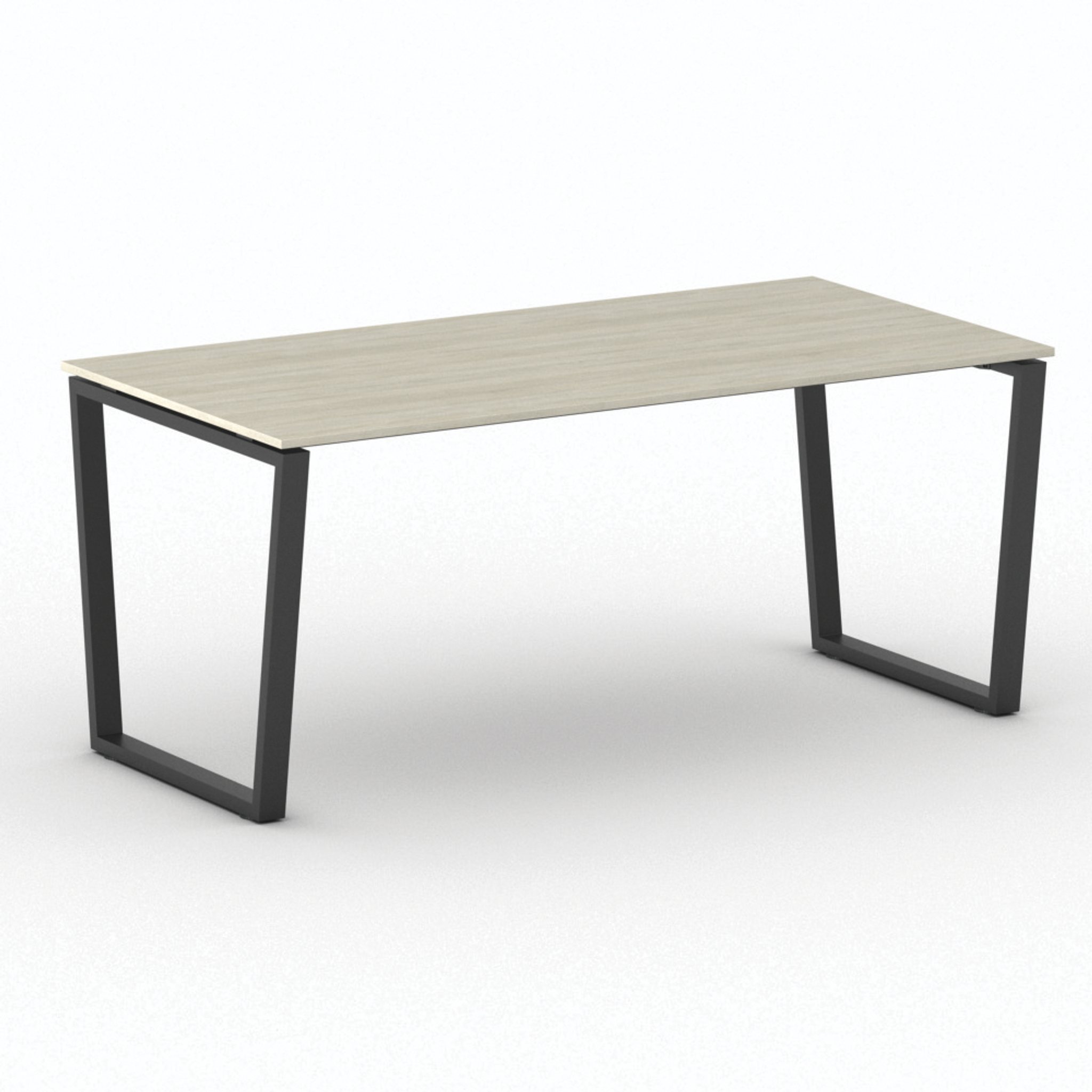 Konferenztisch PRIMO IMPRESS 180x90 cm, schwarzes Metallgestell, Eiche natur