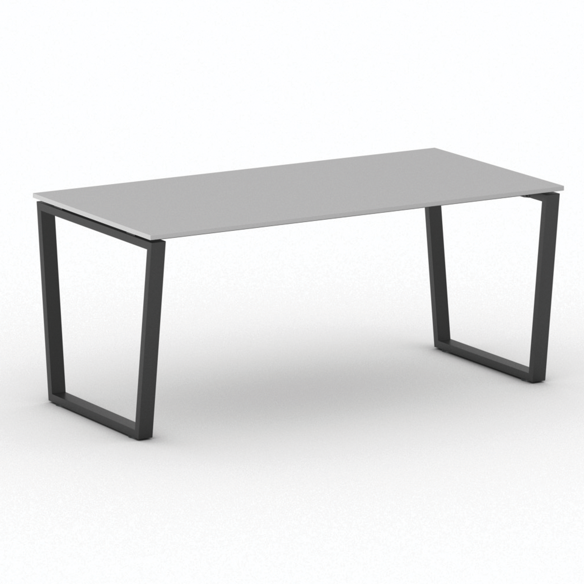 Konferenztisch PRIMO IMPRESS 180x90 cm, schwarzes Metallgestell, grau