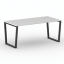 Konferenztisch PRIMO IMPRESS 180x90 cm, schwarzes Metallgestell, weiß