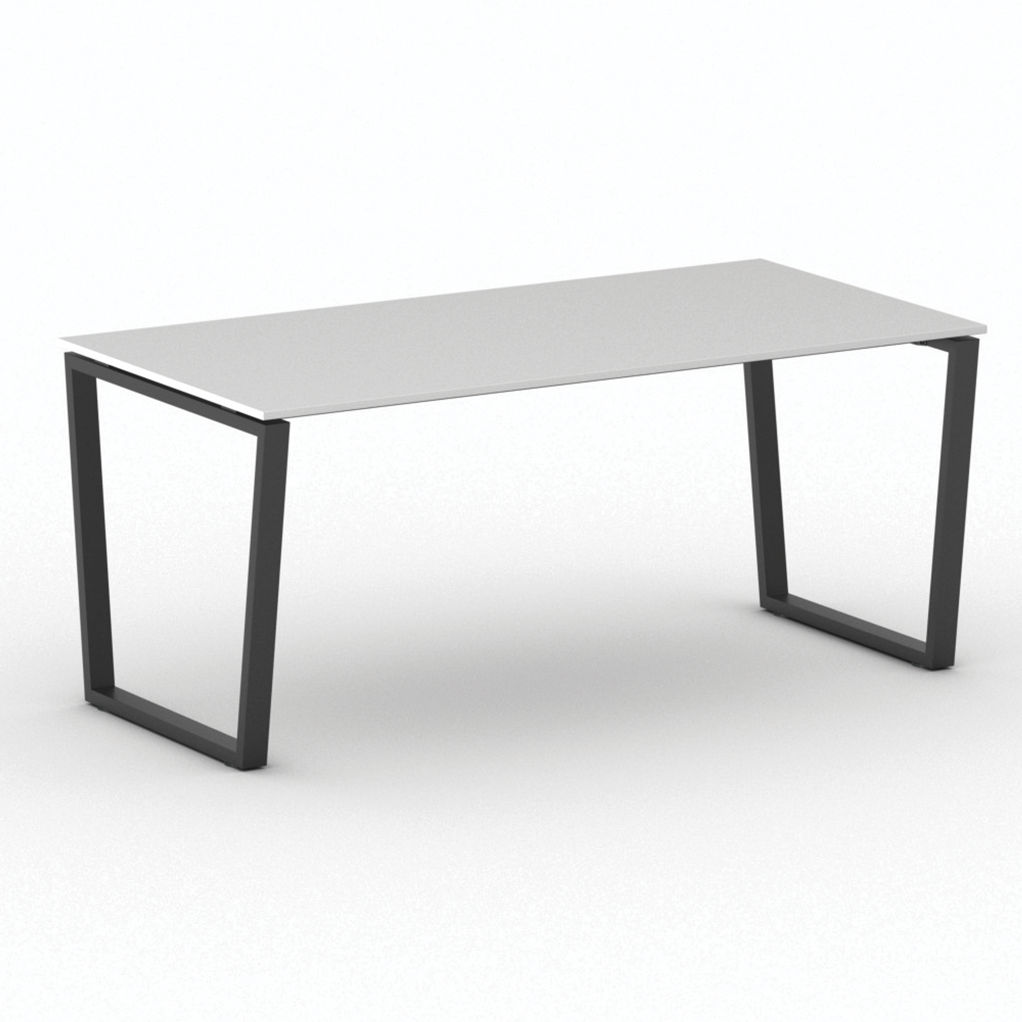 Konferenztisch PRIMO IMPRESS 180x90 cm, schwarzes Metallgestell, weiß