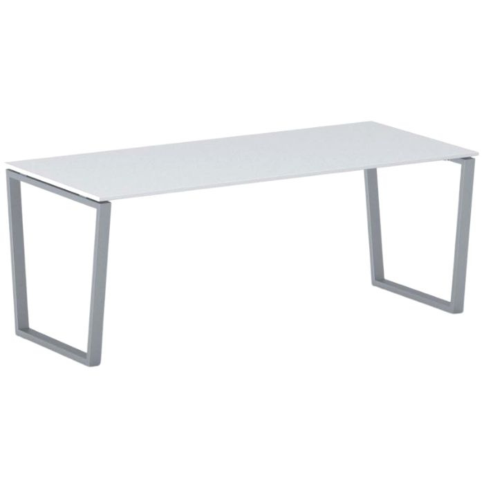 B2B Partner Konferenztisch PRIMO IMPRESS 200x90 cm, graues Metallgestell, weiß