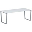 Konferenztisch PRIMO IMPRESS 200x90 cm, graues Metallgestell, weiß