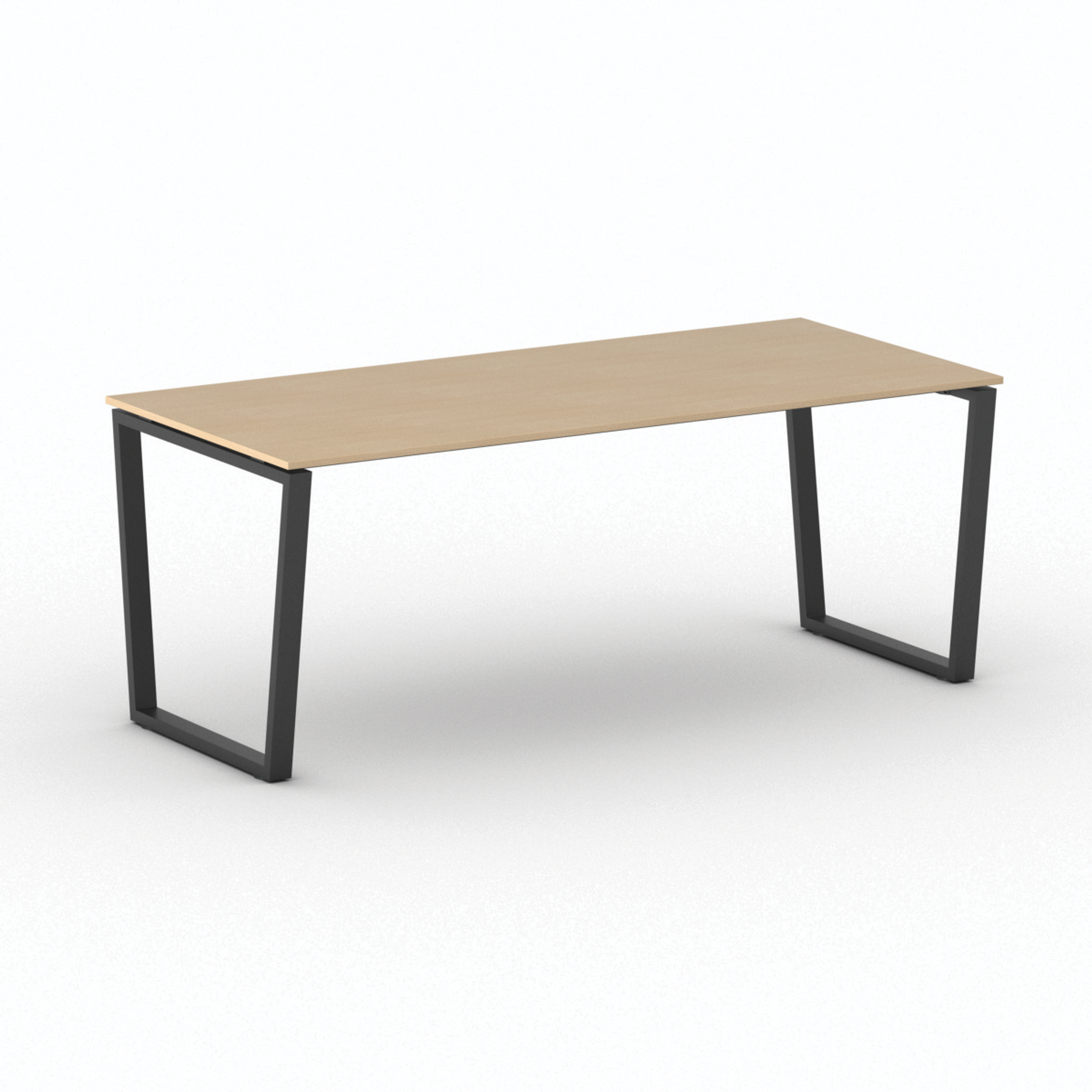 Konferenztisch PRIMO IMPRESS 200x90 cm, schwarzes Metallgestell, Buche