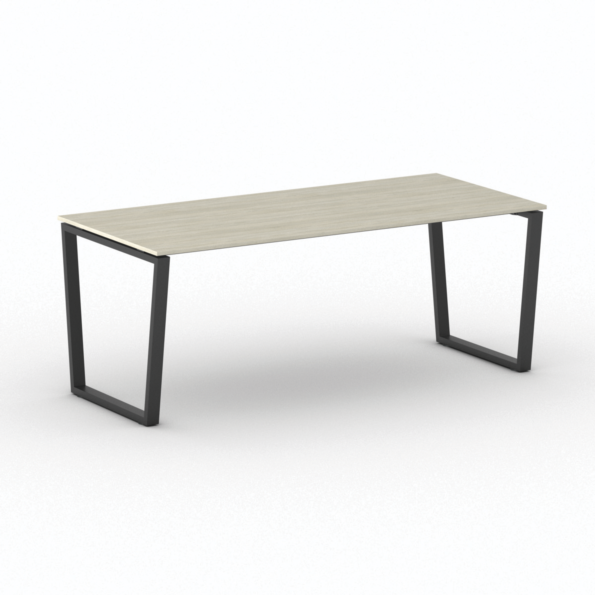 Konferenztisch PRIMO IMPRESS 200x90 cm, schwarzes Metallgestell, Eiche natur