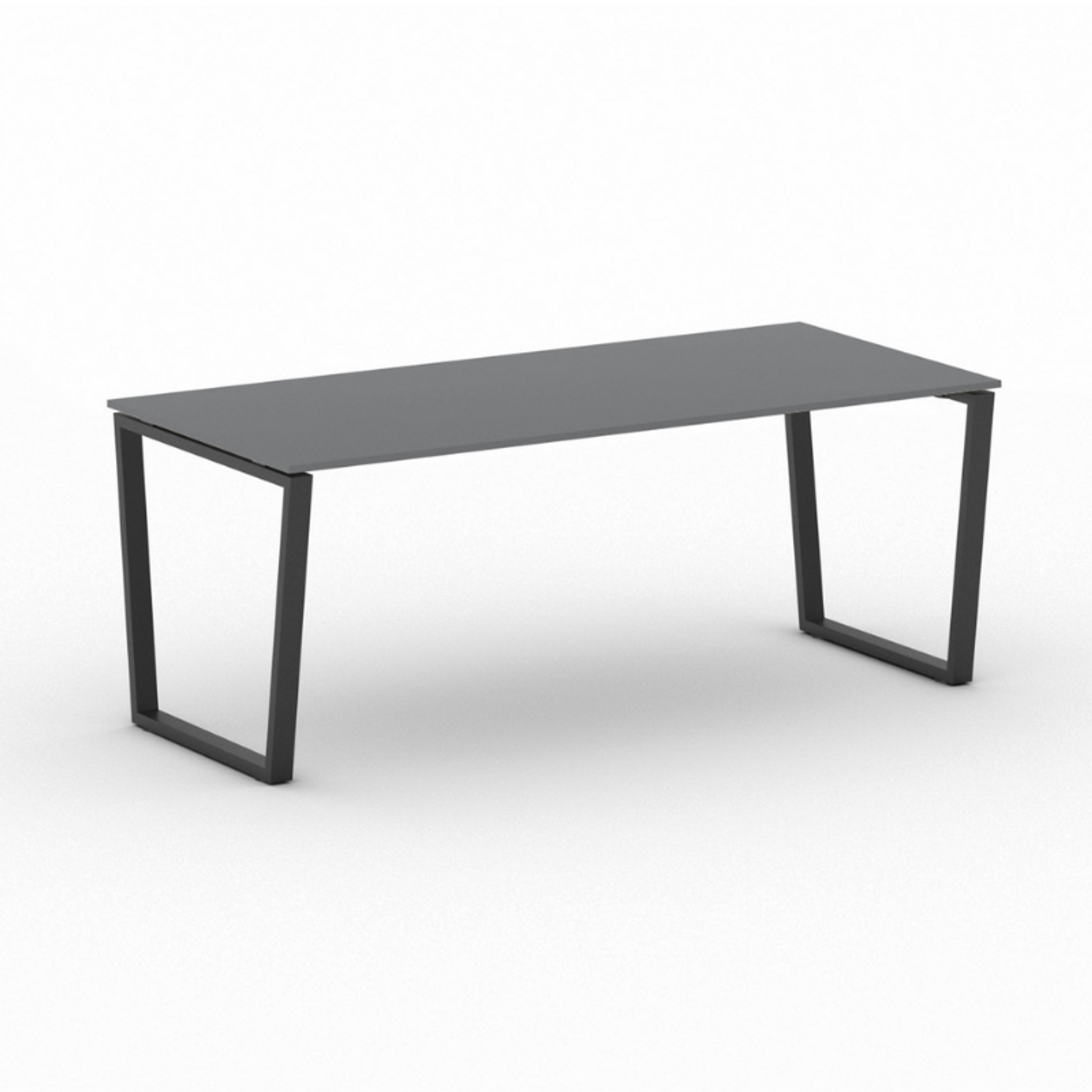 Konferenztisch PRIMO IMPRESS 200x90 cm, schwarzes Metallgestell, Graphit