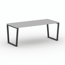 Konferenztisch PRIMO IMPRESS 200x90 cm, schwarzes Metallgestell, grau