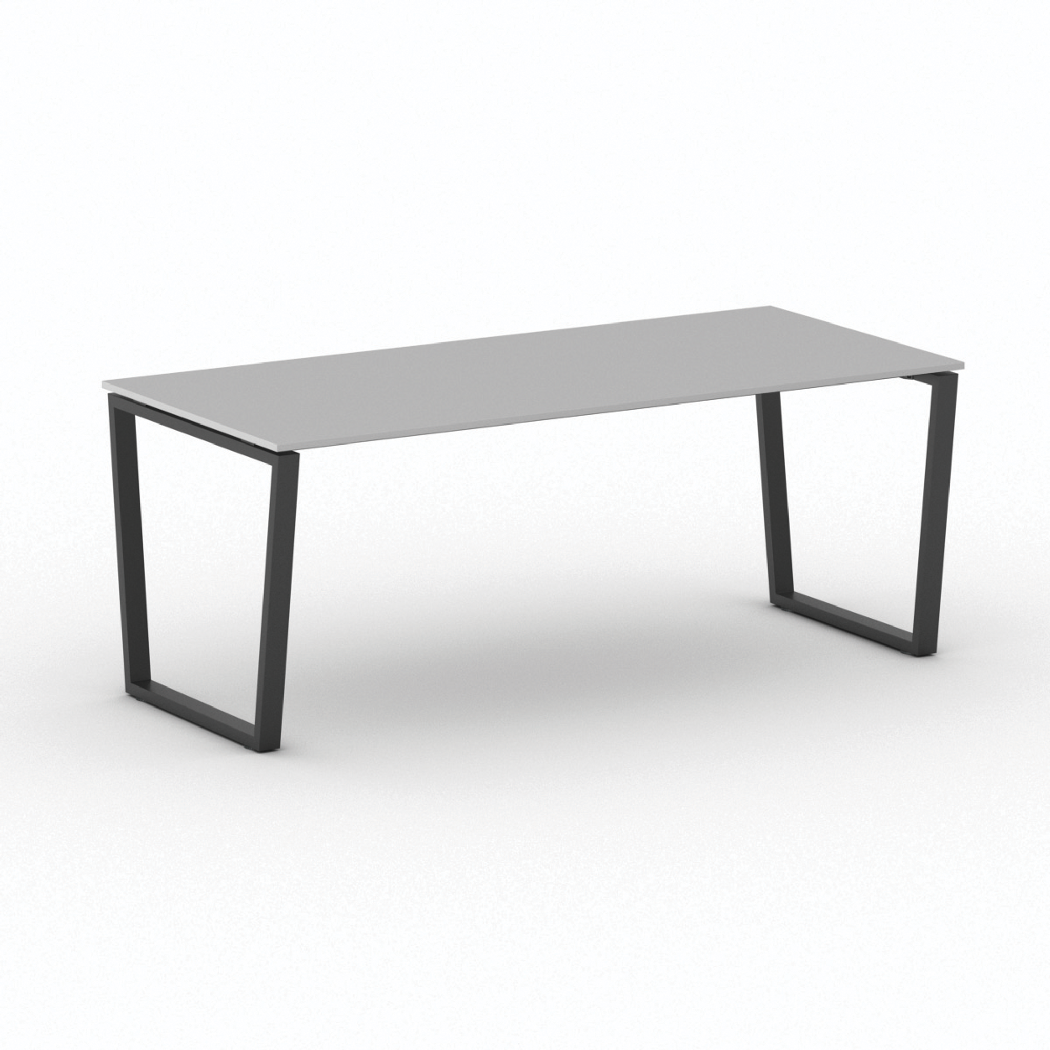 Konferenztisch PRIMO IMPRESS 200x90 cm, schwarzes Metallgestell, grau