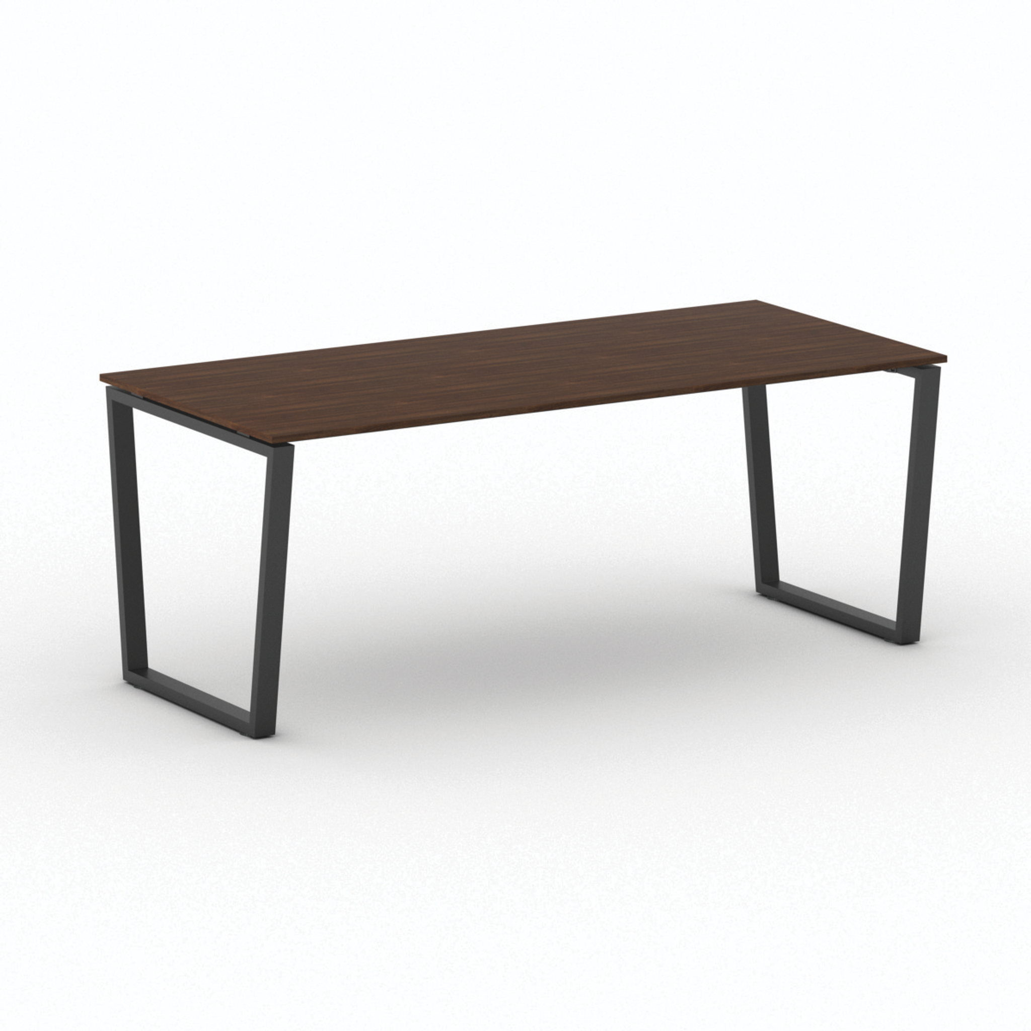 Konferenztisch PRIMO IMPRESS 200x90 cm, schwarzes Metallgestell, Nussbaum