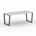 Konferenztisch PRIMO IMPRESS 200x90 cm, schwarzes Metallgestell, weiß