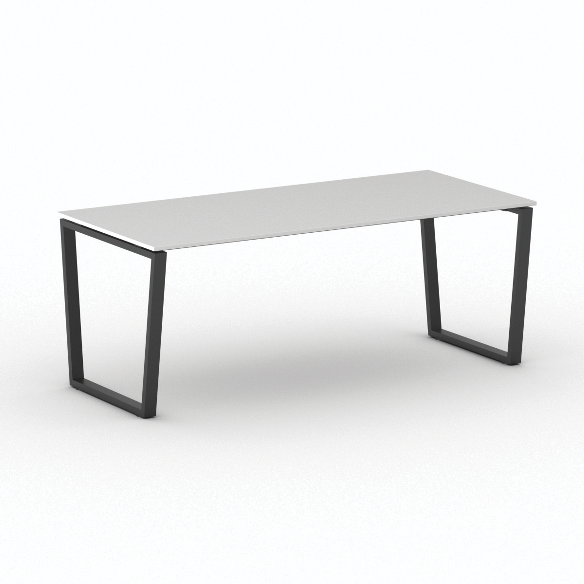 Konferenztisch PRIMO IMPRESS 200x90 cm, schwarzes Metallgestell, weiß
