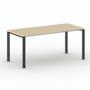 Konferenztisch PRIMO INFINITY 180x90 cm, schwarzes Metallgestell, Birke