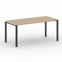 Konferenztisch PRIMO INFINITY 180x90 cm, schwarzes Metallgestell, Buche