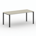 Konferenztisch PRIMO INFINITY 180x90 cm, schwarzes Metallgestell, Eiche natur