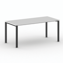 Konferenztisch PRIMO INFINITY 180x90 cm, schwarzes Metallgestell, weiß