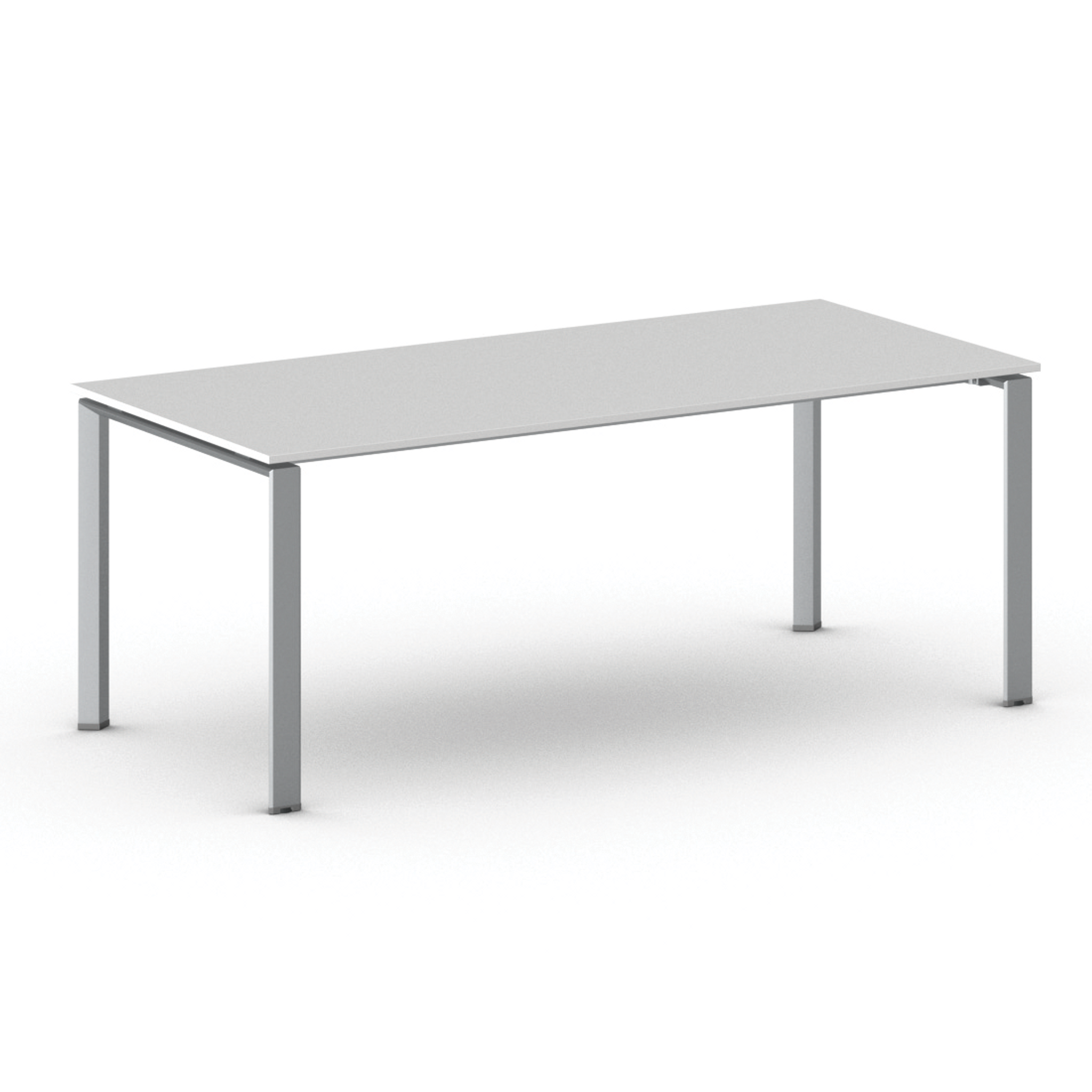 Konferenztisch PRIMO INFINITY 200x90 cm, graues Metallgestell, weiß