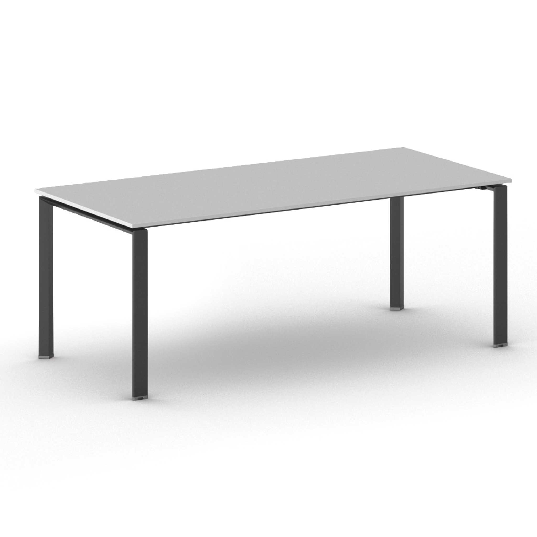 Konferenztisch PRIMO INFINITY 200x90 cm, schwarzes Metallgestell, grau