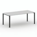 Konferenztisch PRIMO INFINITY 200x90 cm, schwarzes Metallgestell, weiß