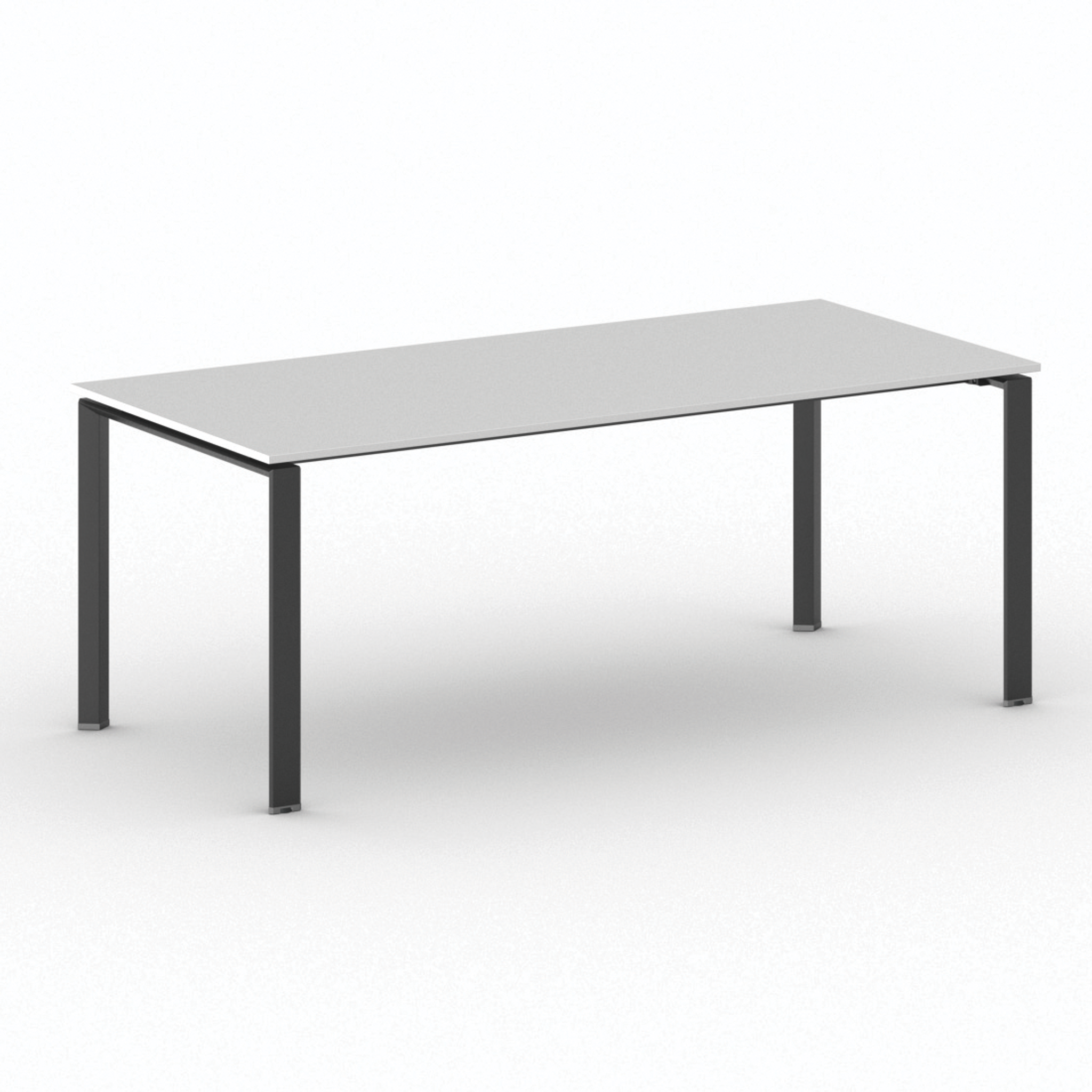 Konferenztisch PRIMO INFINITY 200x90 cm, schwarzes Metallgestell, weiß