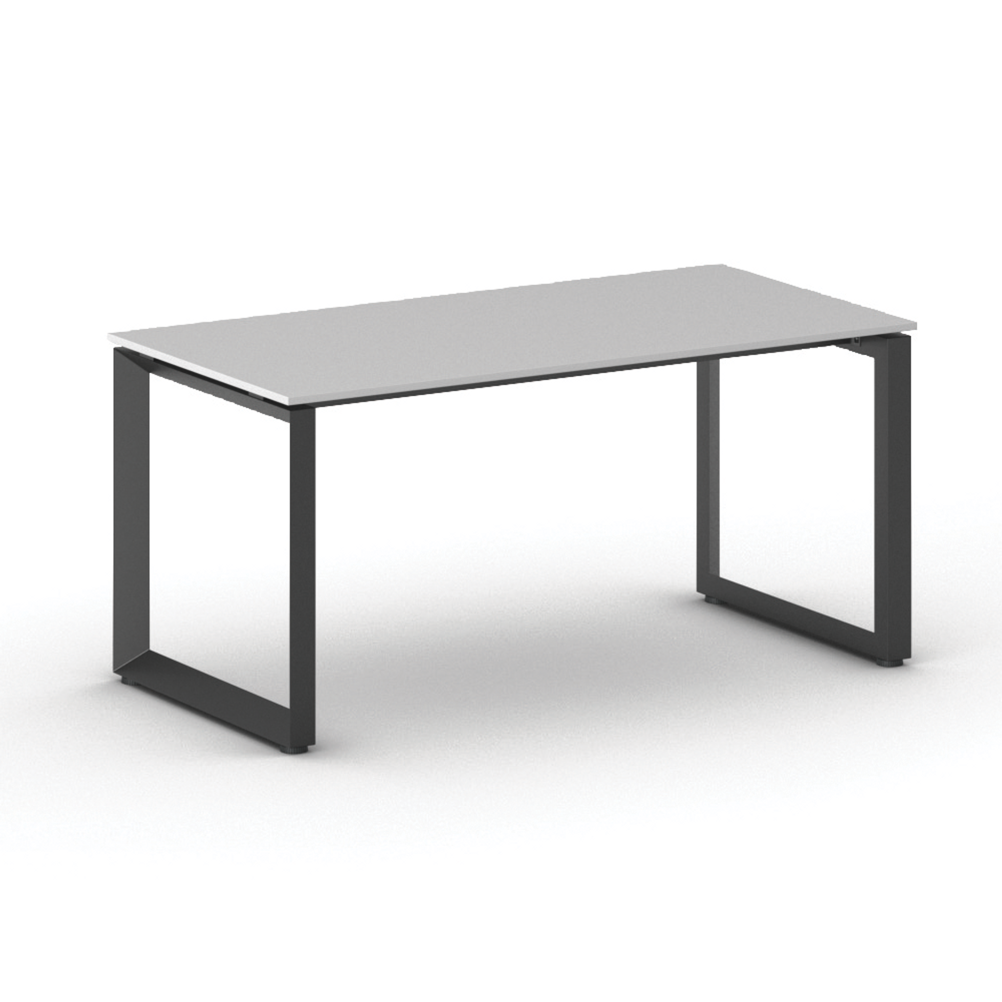 Konferenztisch PRIMO INSPIRE 160x80 cm, schwarzes Metallgestell, grau