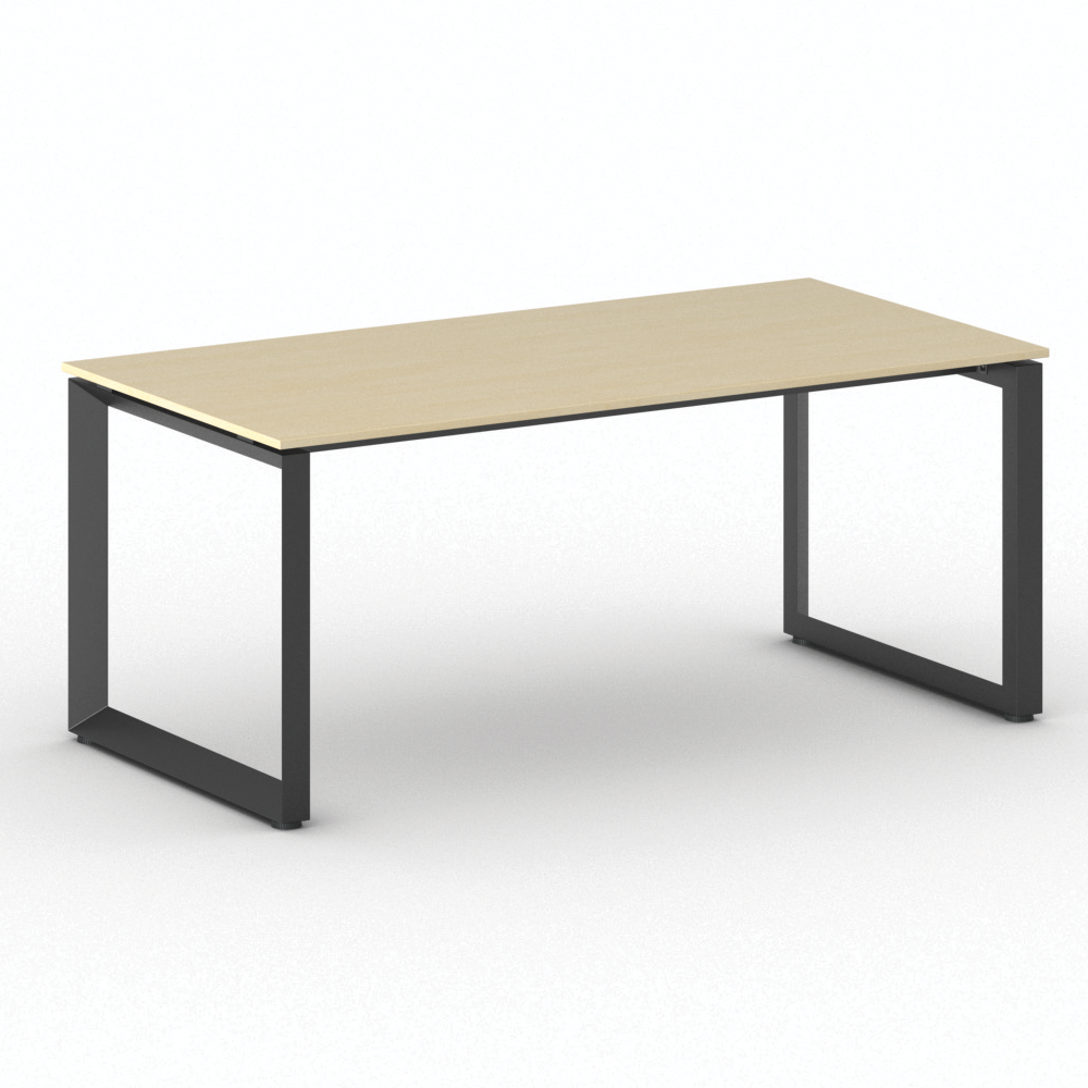 B2B Partner Konferenztisch PRIMO INSPIRE 180x90 cm, schwarzes Metallgestell, Birke
