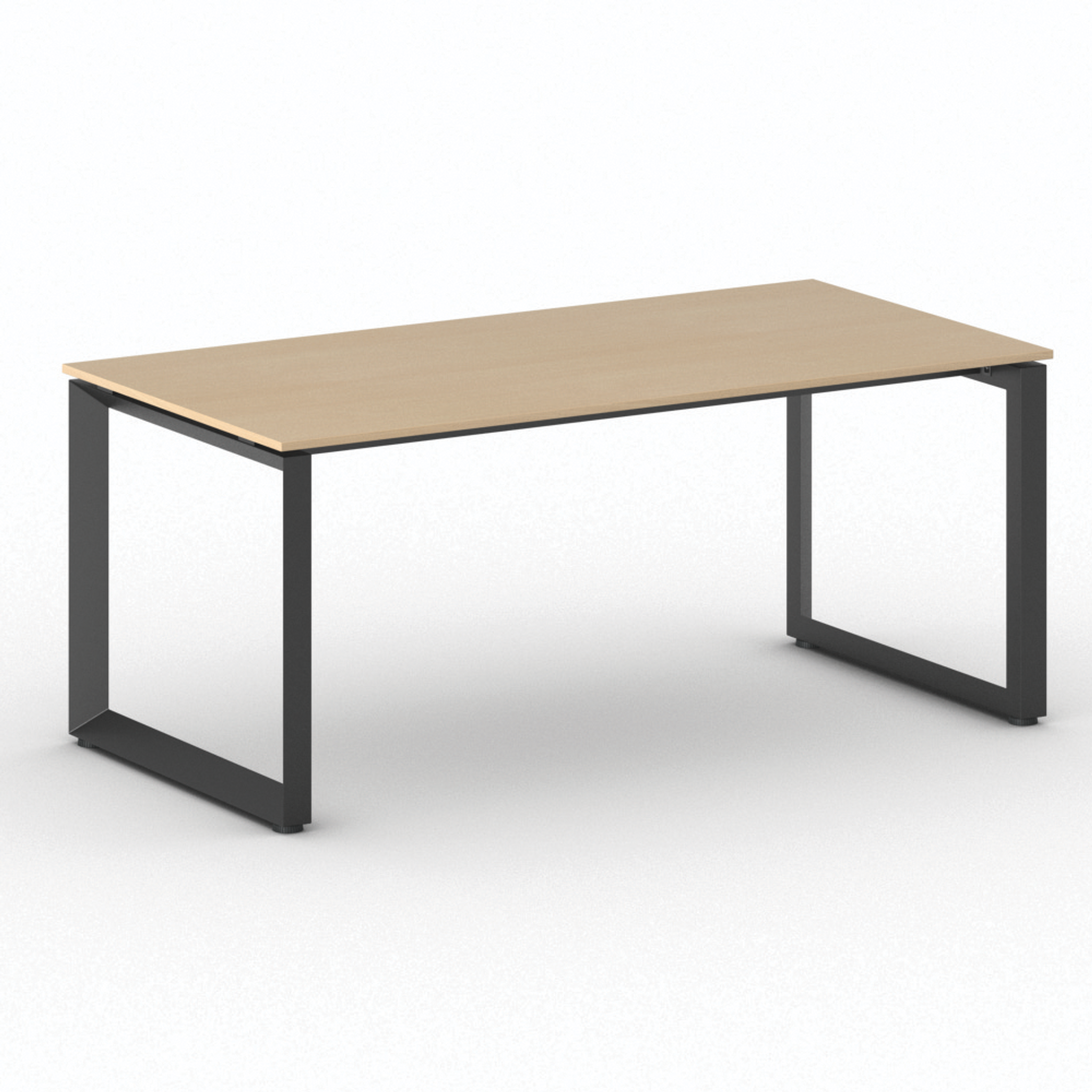 Konferenztisch PRIMO INSPIRE 180x90 cm, schwarzes Metallgestell, Buche