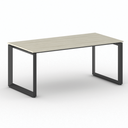 Konferenztisch PRIMO INSPIRE 180x90 cm, schwarzes Metallgestell, Eiche natur