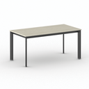 Konferenztisch PRIMO INVITATION 160x80 cm, schwarzes Metallgestell, Eiche natur