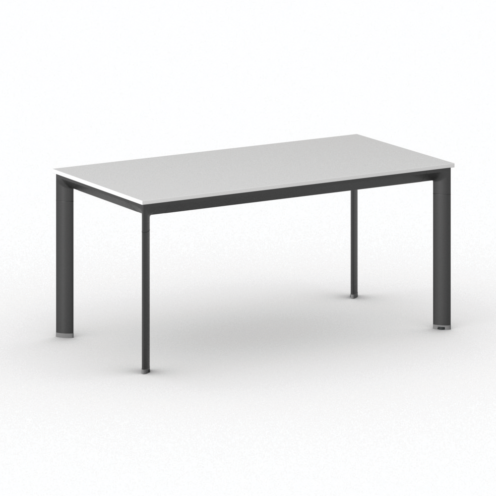 B2B Partner Konferenztisch PRIMO INVITATION 160x80 cm, schwarzes Metallgestell, weiß