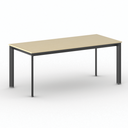 Konferenztisch PRIMO INVITATION 180x80 cm, schwarzes Metallgestell, Birke