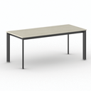 Konferenztisch PRIMO INVITATION 180x80 cm, schwarzes Metallgestell, Eiche natur