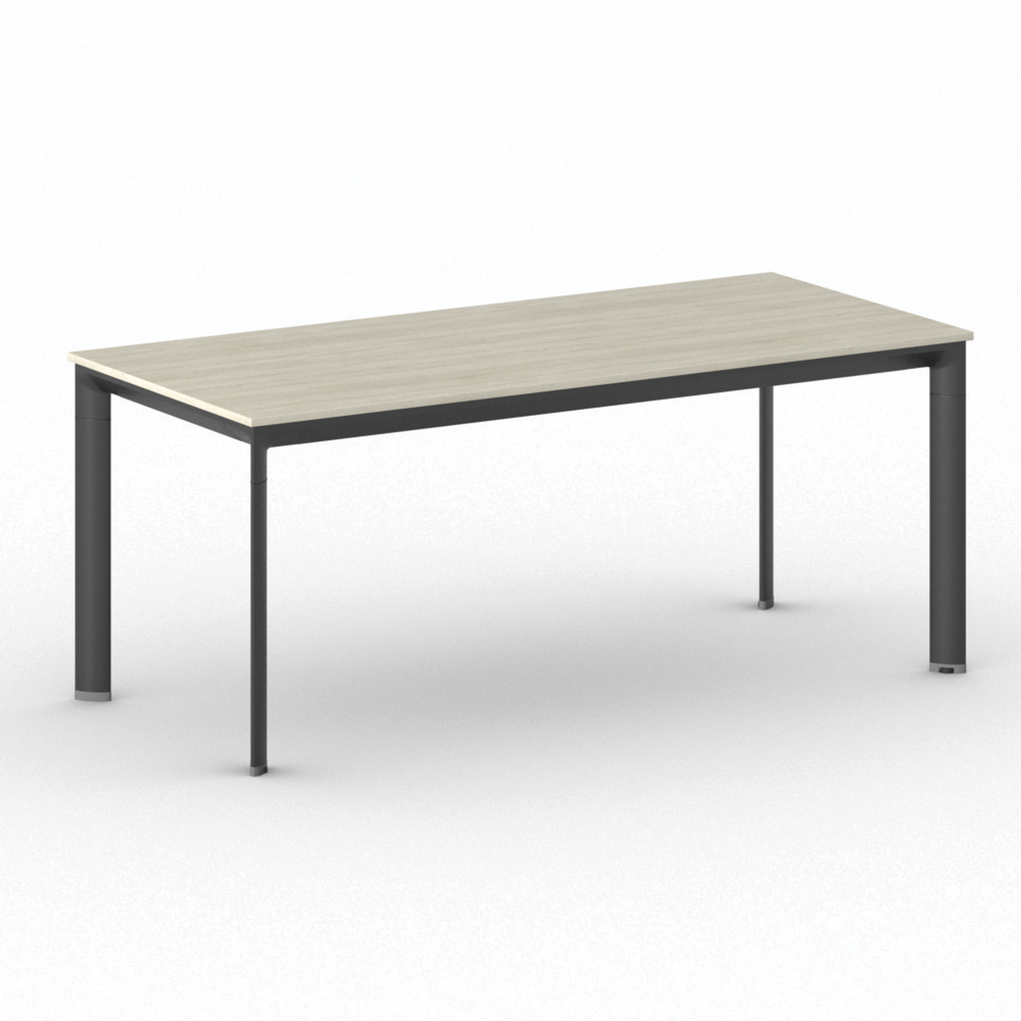 Konferenztisch PRIMO INVITATION 180x80 cm, schwarzes Metallgestell, Eiche natur