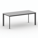 Konferenztisch PRIMO INVITATION 180x80 cm, schwarzes Metallgestell, grau