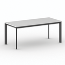Konferenztisch PRIMO INVITATION 180x80 cm, schwarzes Metallgestell, weiß