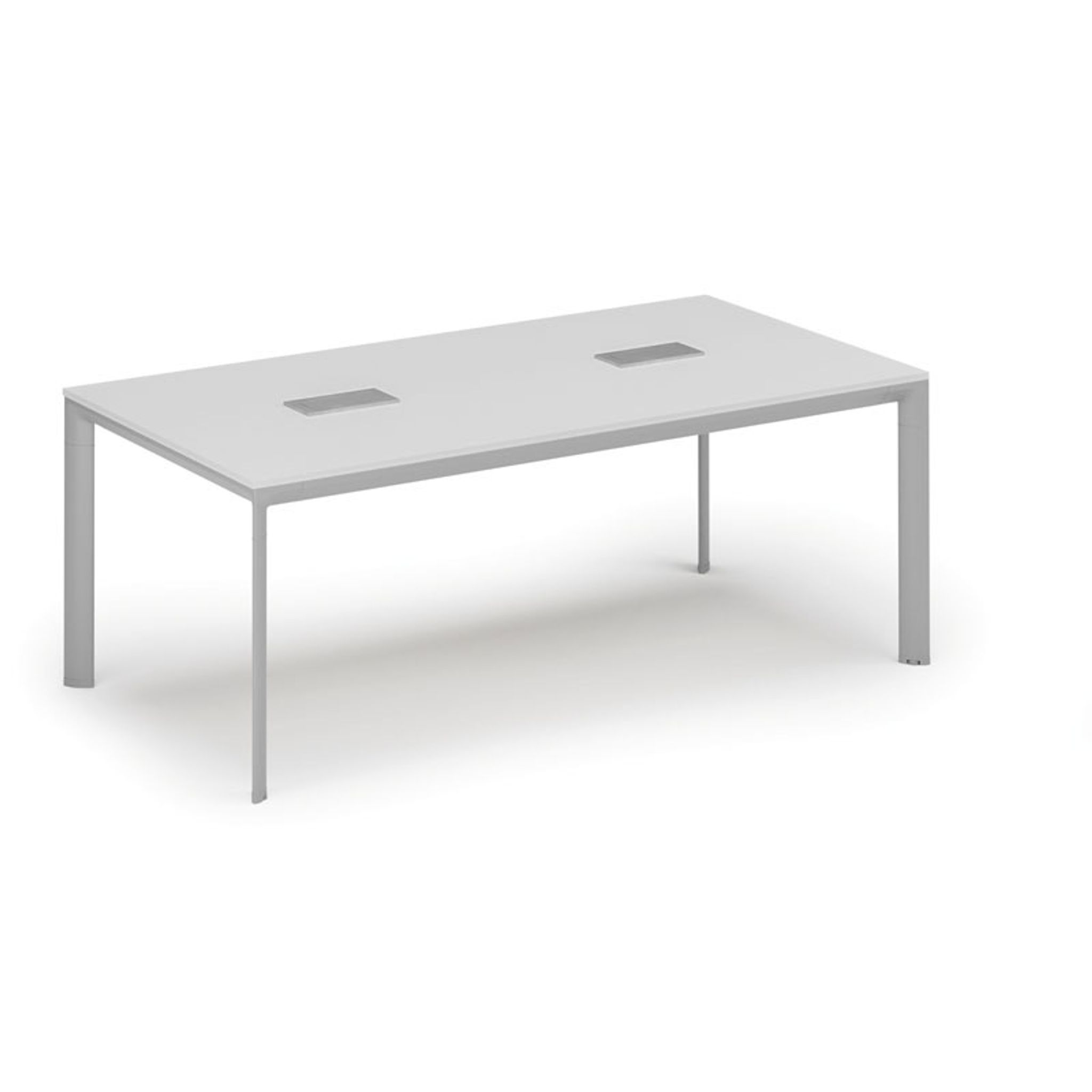 Konferenztisch PRIMO INVITATION 200x100 cm, 2x Tischsteckdose TYP I - silber, weiß Konferenztisch PRIMO INVITATION 200x100 cm, 2x Tischsteckdose TYP I - silber, weiß