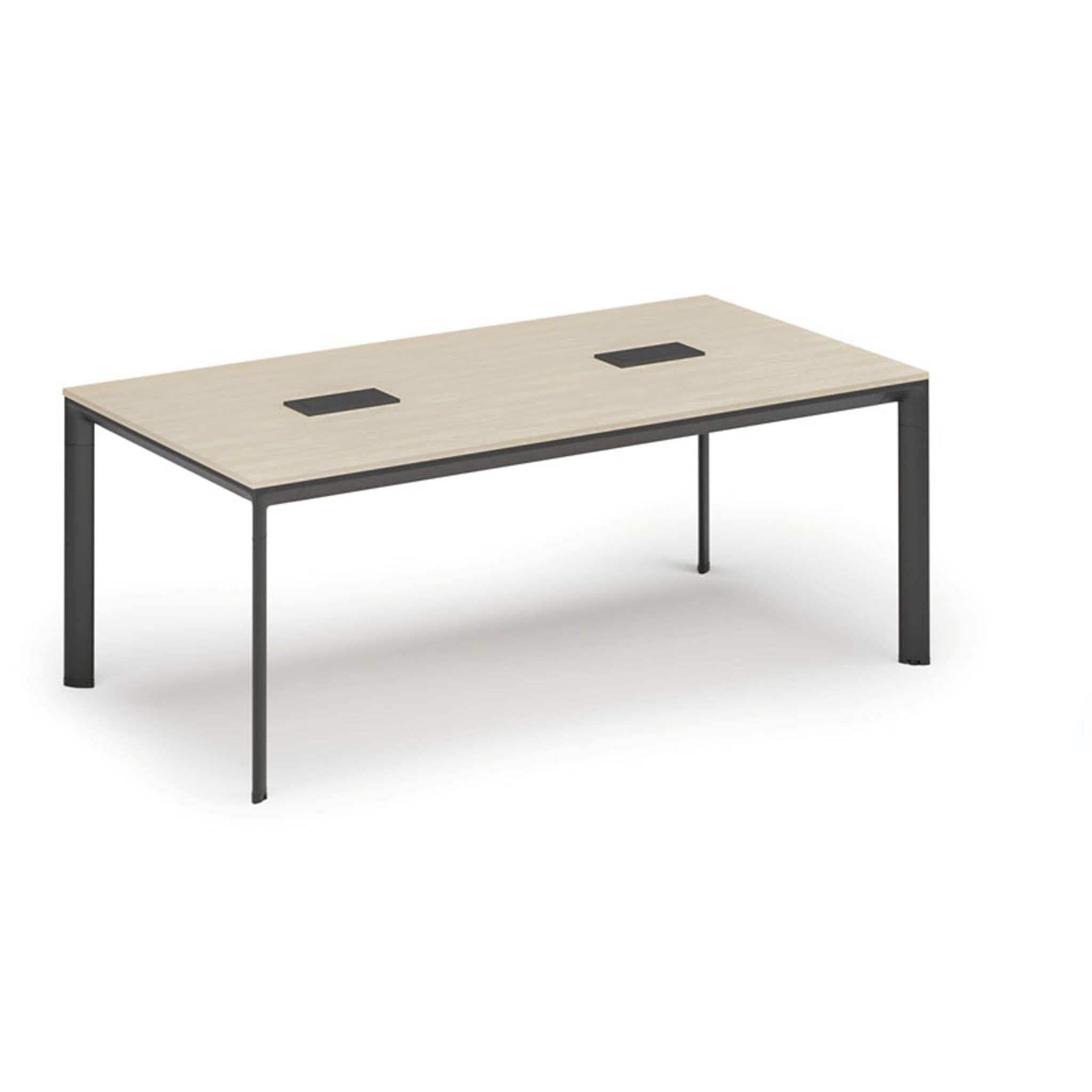 Konferenztisch PRIMO INVITATION 200x100 cm, 2x Tischsteckdose TYP II - schwarz