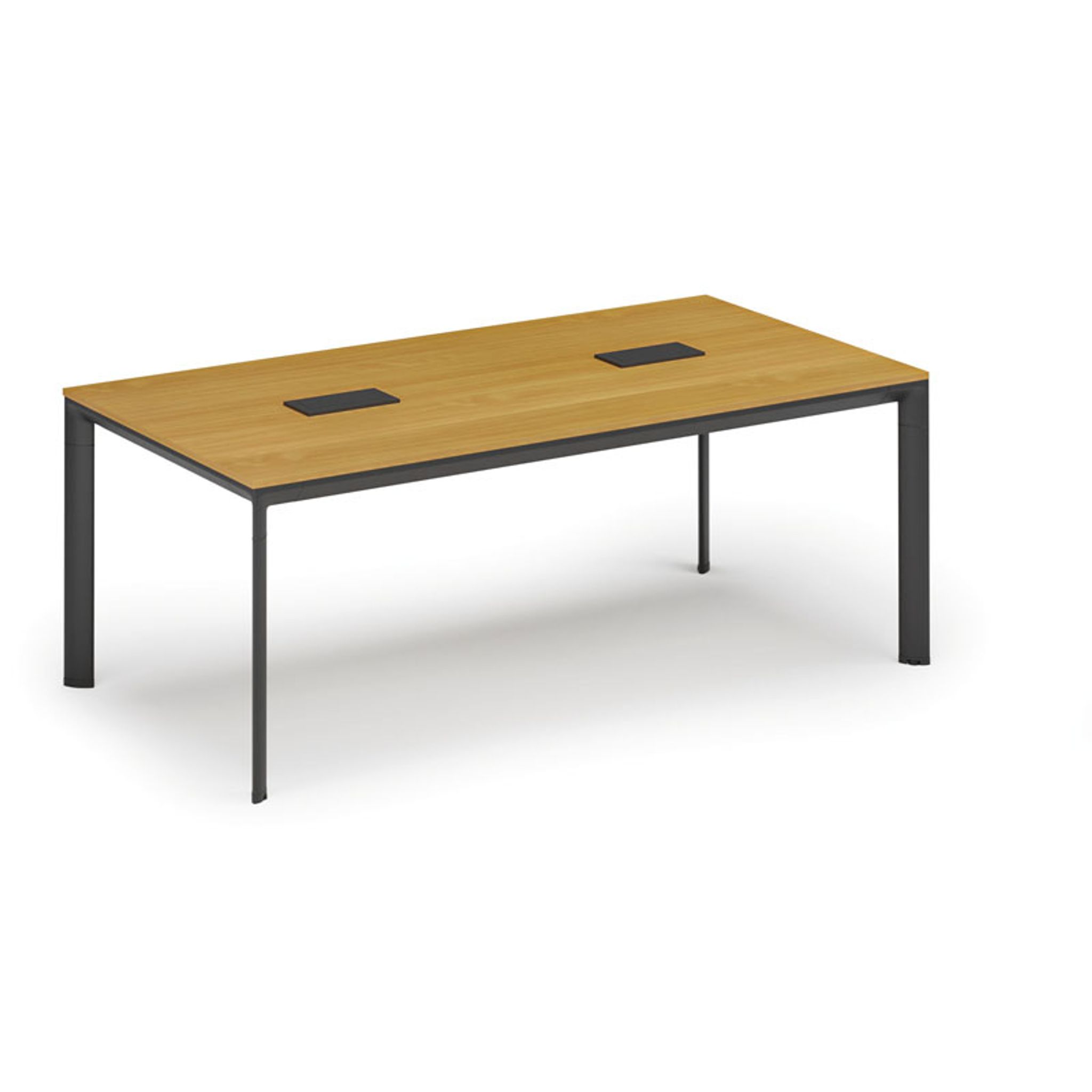 Konferenztisch PRIMO INVITATION 200x100 cm, 2x Tischsteckdose TYP II - schwarz, Buche