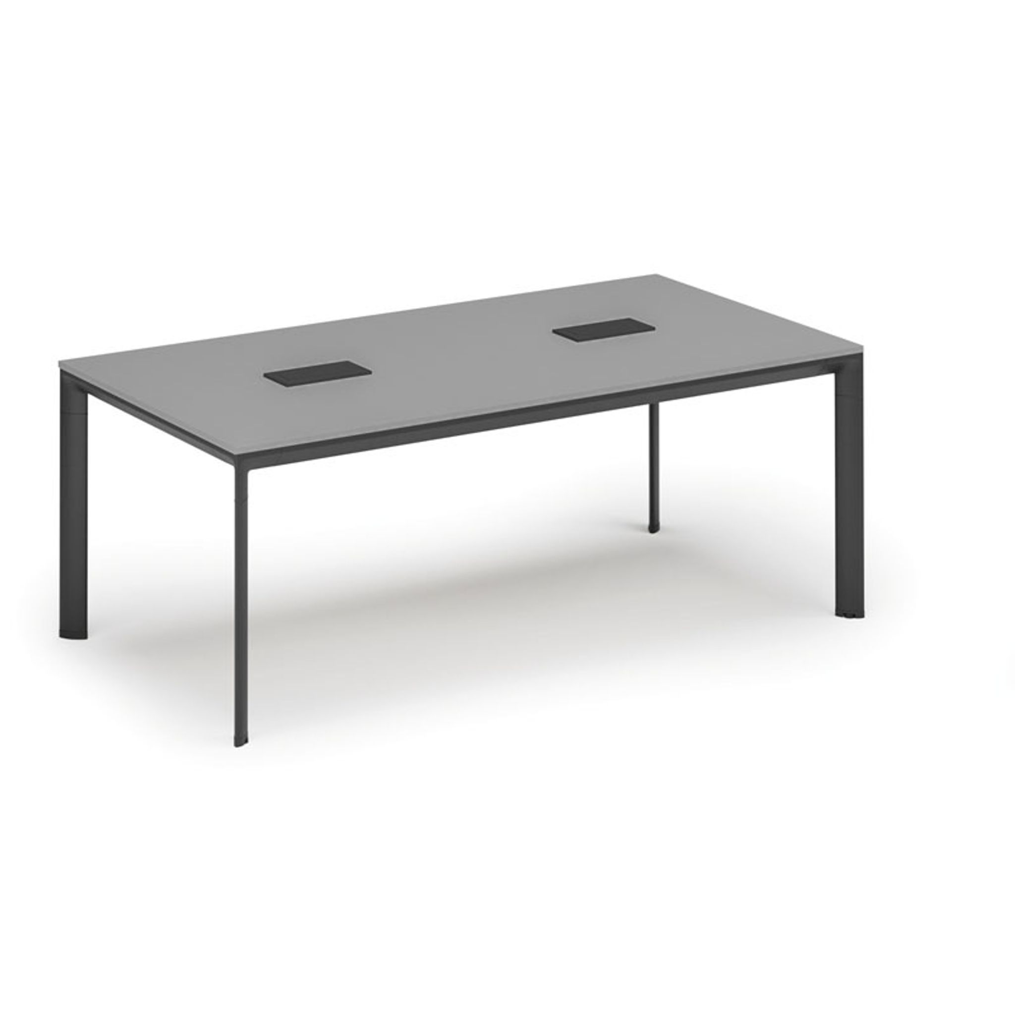 Konferenztisch PRIMO INVITATION 200x100 cm, 2x Tischsteckdose TYP II - schwarz, grau