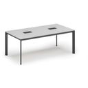 Konferenztisch PRIMO INVITATION 200x100 cm, 2x Tischsteckdose TYP II - schwarz, weiß