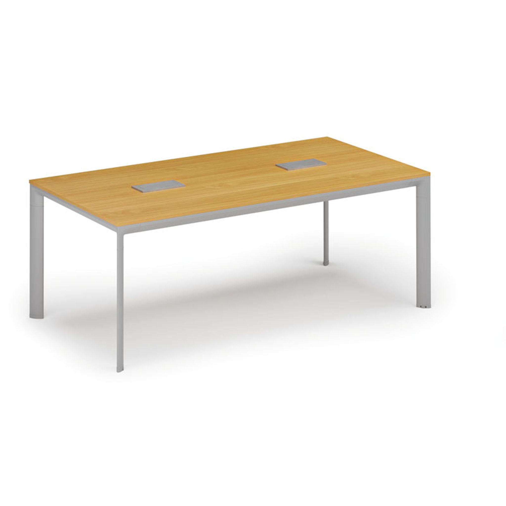 Konferenztisch PRIMO INVITATION 200x100 cm, 2x Tischsteckdose TYP II - silber, Buche Konferenztisch PRIMO INVITATION 200x100 cm, 2x Tischsteckdose TYP II - silber, Buche