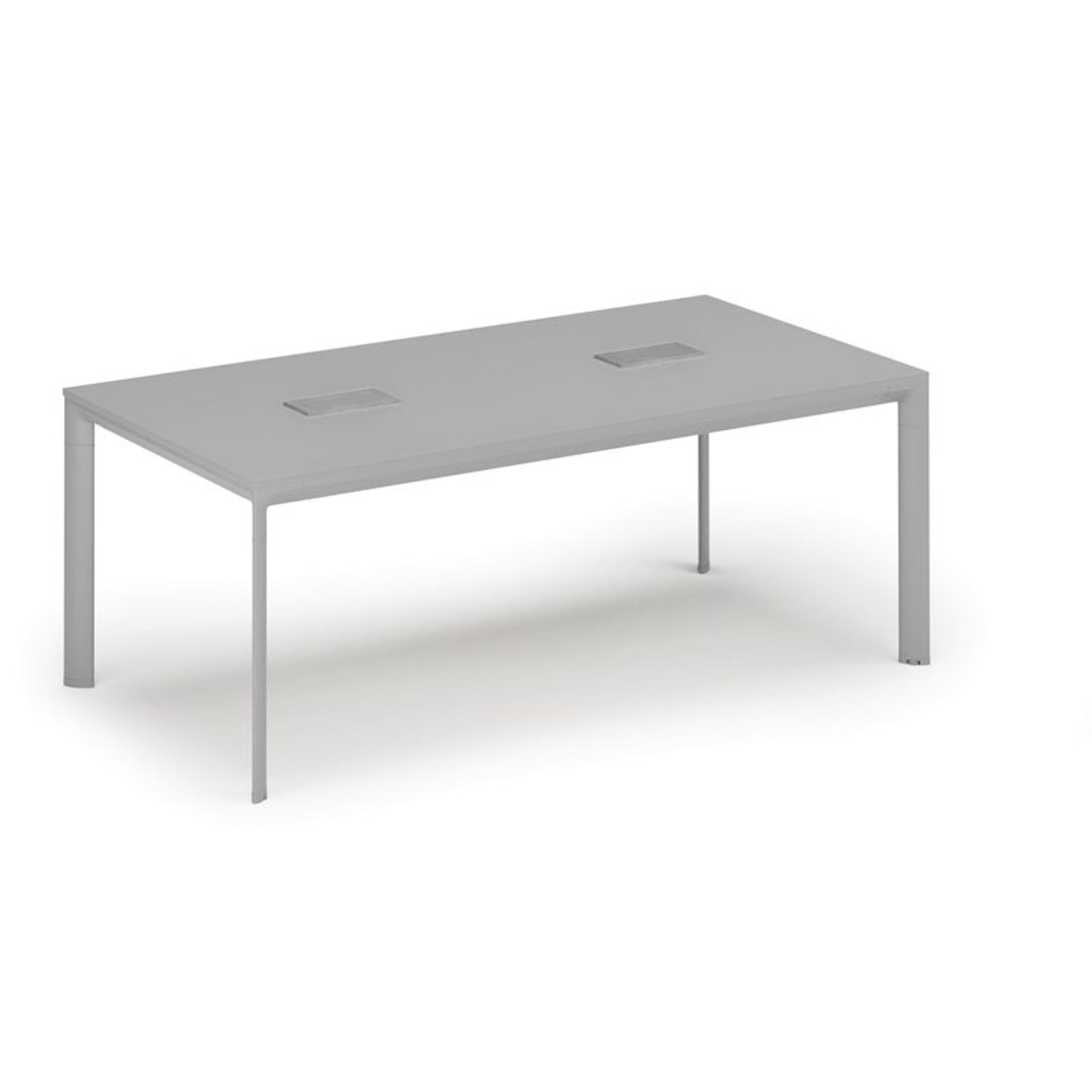 Konferenztisch PRIMO INVITATION 200x100 cm, 2x Tischsteckdose TYP VI - silber, grau