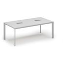 Konferenztisch PRIMO INVITATION 200x100 cm, 2x Tischsteckdose TYP VI - silber, weiß Konferenztisch PRIMO INVITATION 200x100 cm, 2x Tischsteckdose TYP VI - silber, weiß