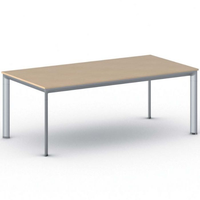 B2B Partner Konferenztisch PRIMO INVITATION 200x100 cm, graues Metallgestell, Buche