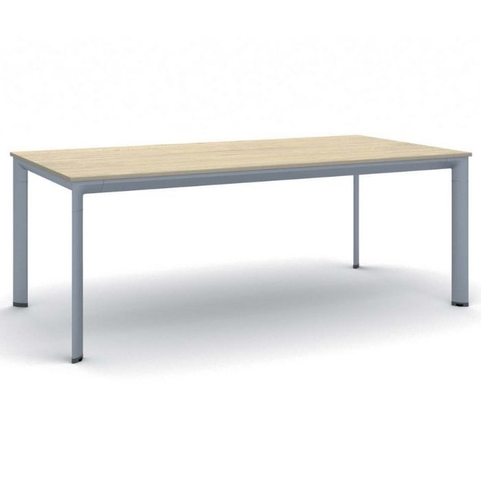 B2B Partner Konferenztisch PRIMO INVITATION 200x100 cm, graues Metallgestell, Eiche natur